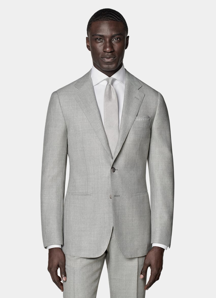 SUITSUPPLY Pura lana de Vitale Barberis Canonico, Italia Traje Havana gris claro corte Tailored