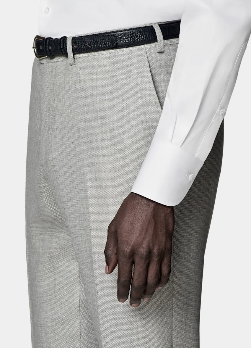 SUITSUPPLY Ren ull från Vitale Barberis Canonico, Italien Havana ljusgrå kostym med tailored fit
