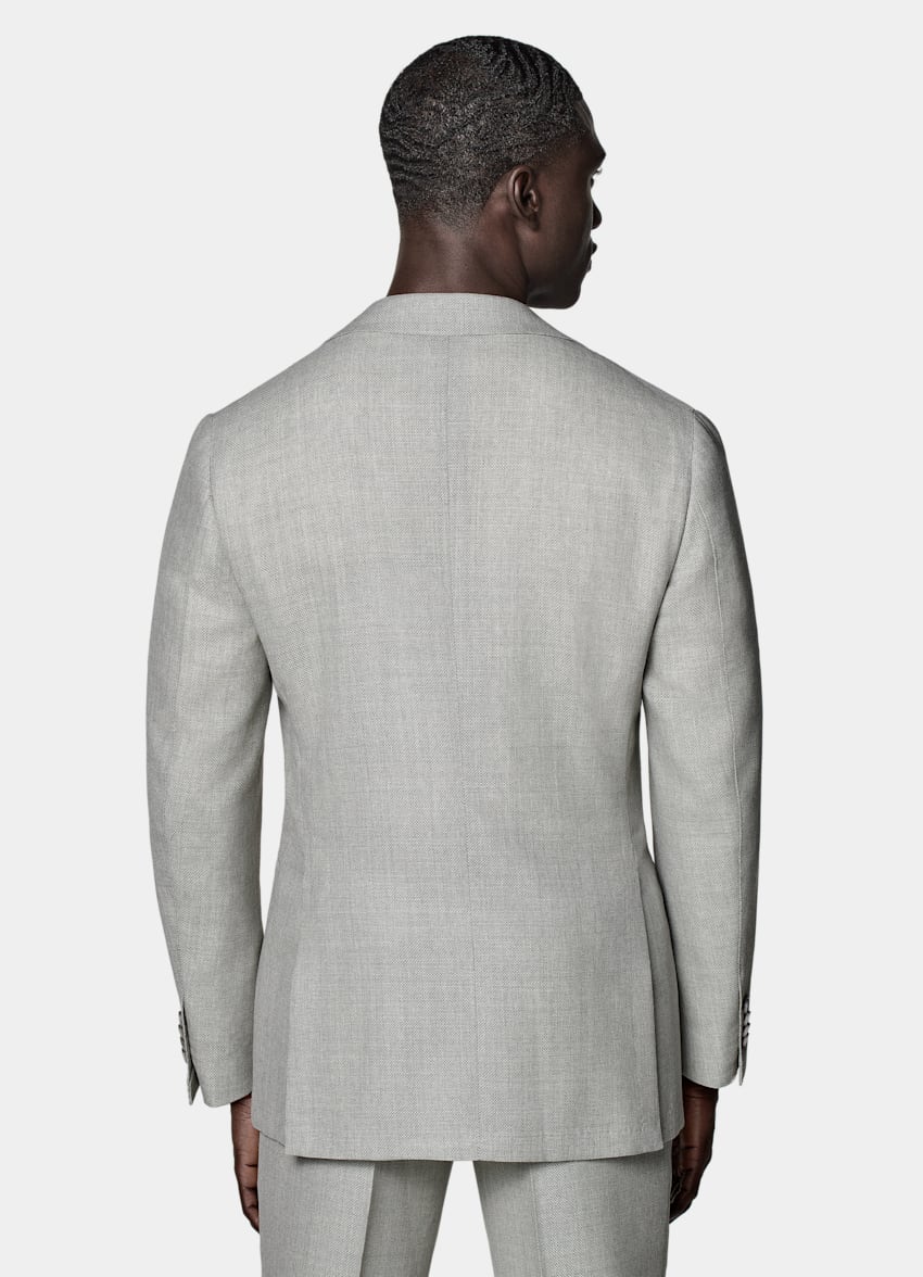 SUITSUPPLY All Season Pure Wool by Vitale Barberis Canonico, Italy Light Grey Perennial Tailored Fit Havana Suit