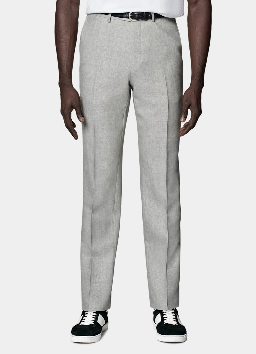 SUITSUPPLY All Season Pure Wool by Vitale Barberis Canonico, Italy Light Grey Perennial Tailored Fit Havana Suit