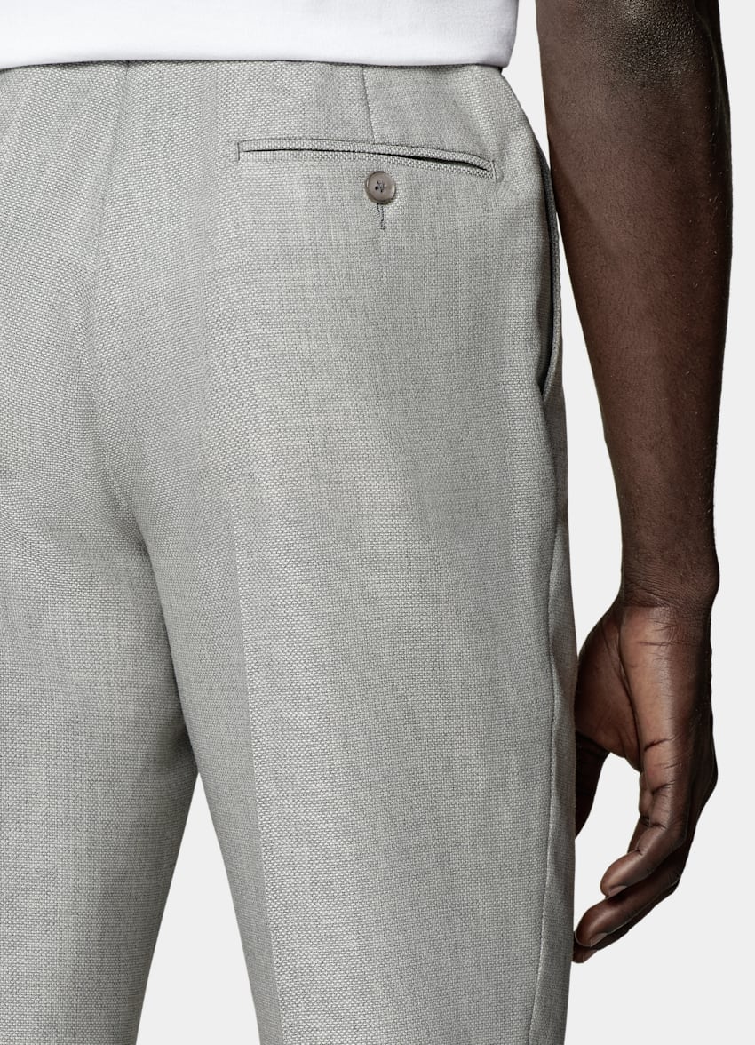 SUITSUPPLY All Season Pure Wool by Vitale Barberis Canonico, Italy Light Grey Perennial Tailored Fit Havana Suit