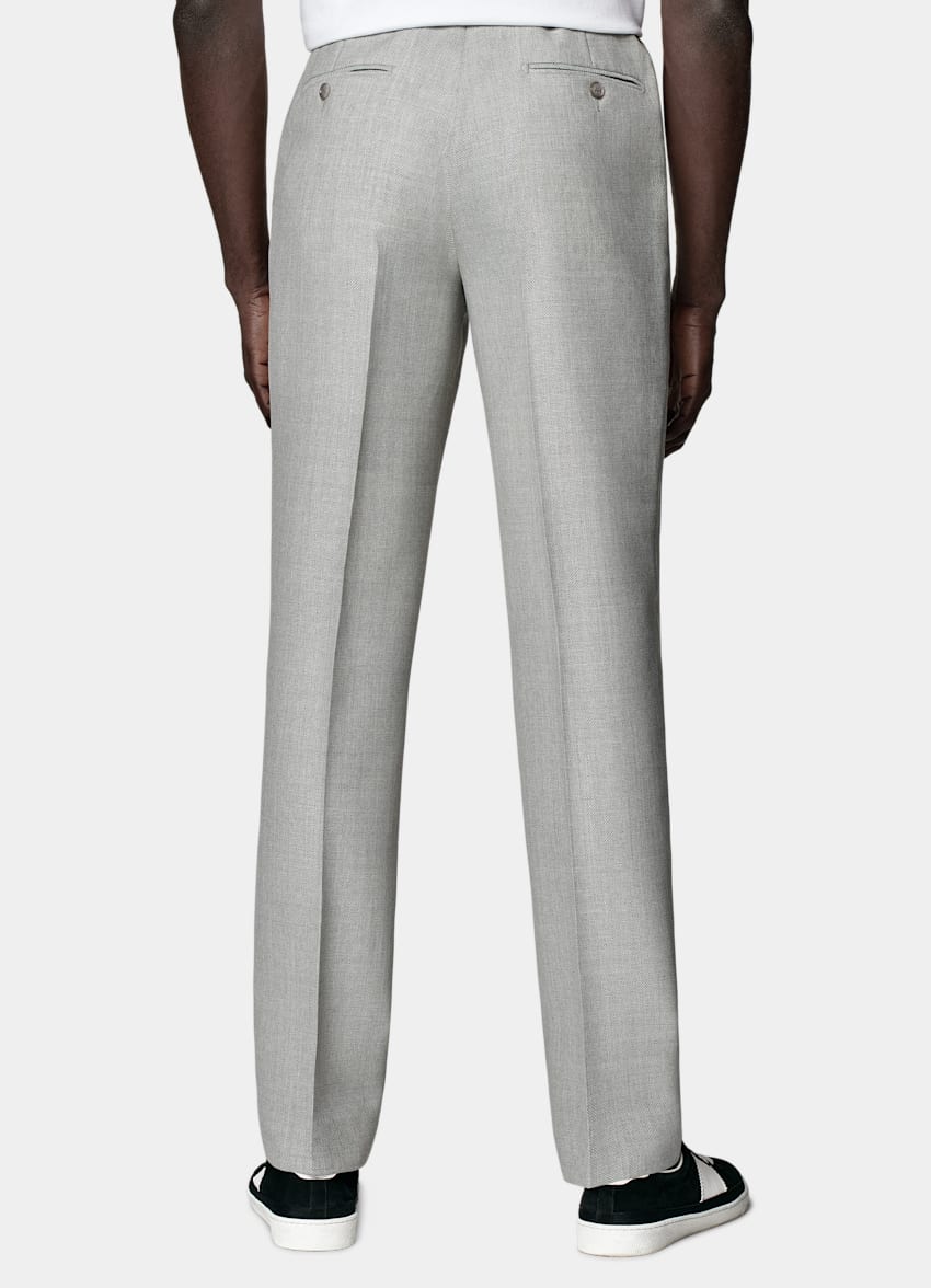 SUITSUPPLY All Season Pure Wool by Vitale Barberis Canonico, Italy Light Grey Perennial Tailored Fit Havana Suit