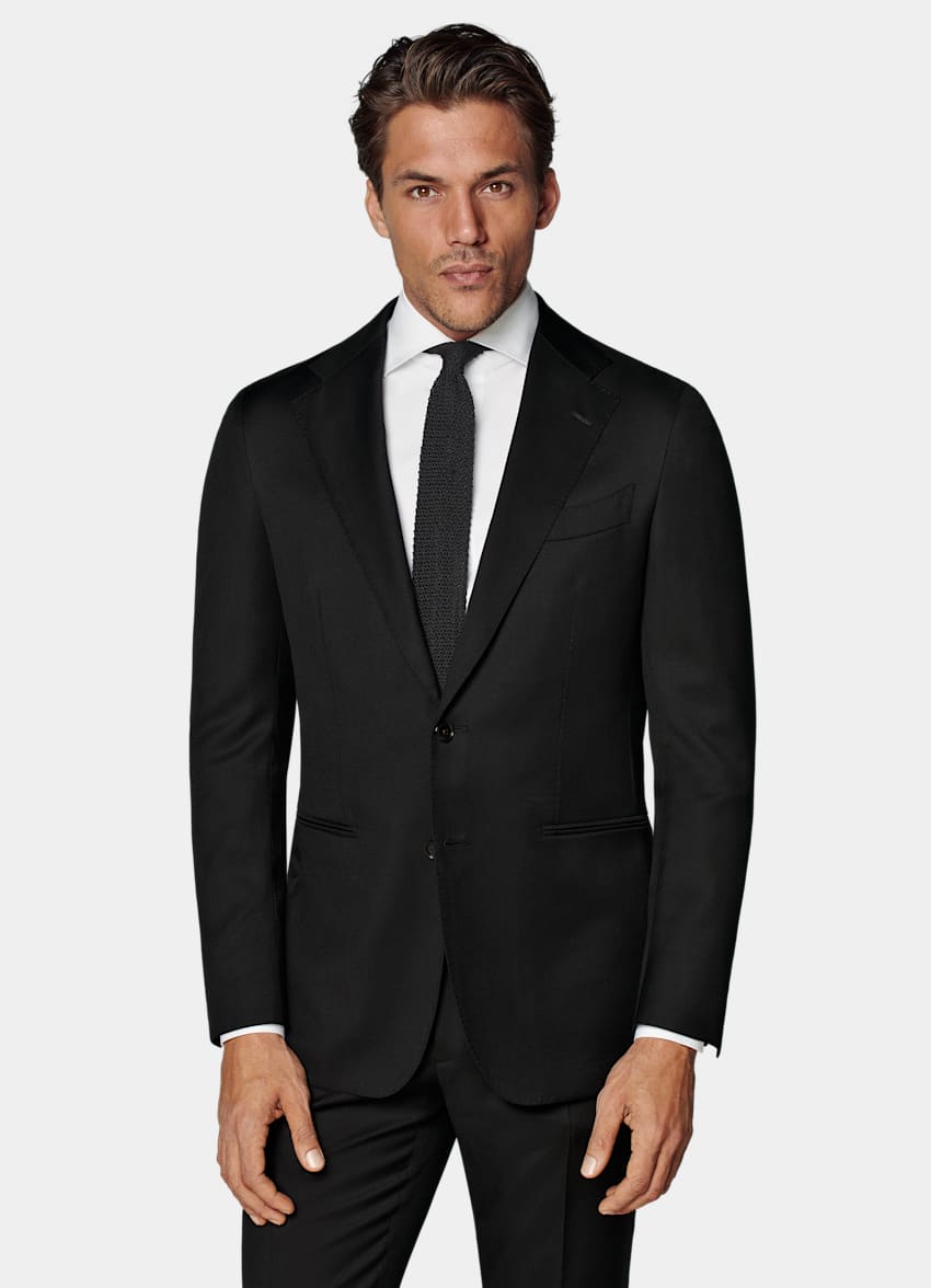 SUITSUPPLY Pure S110's Wool by Reda, Italy Black Perennial Tailored Fit Havana Suit