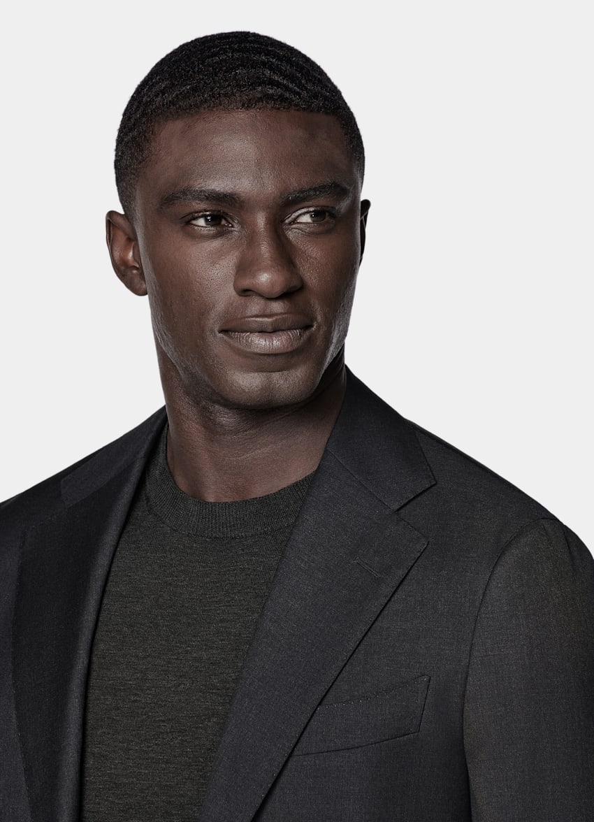 SUITSUPPLY All Season Pure Wool by Reda, Italy Dark Grey Perennial Tailored Fit Havana Suit