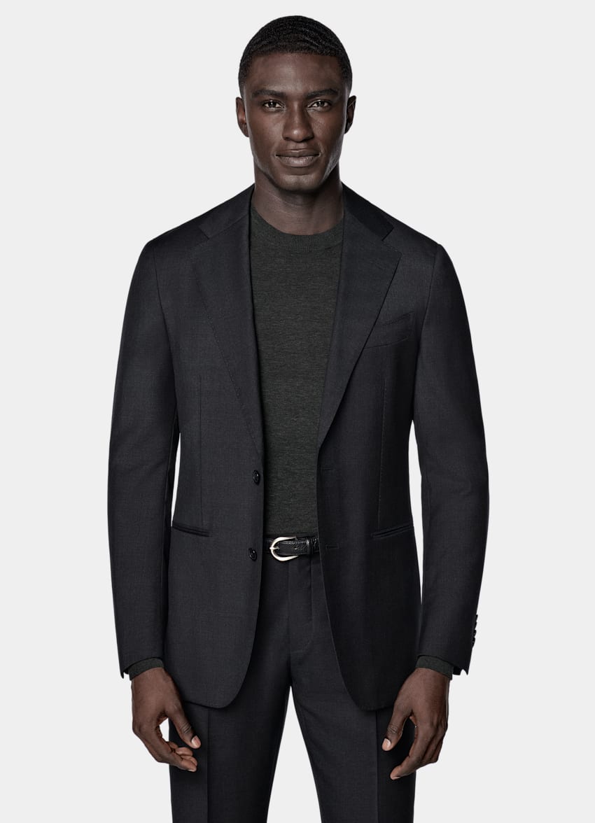 SUITSUPPLY All Season Pure Wool by Reda, Italy Dark Grey Perennial Tailored Fit Havana Suit