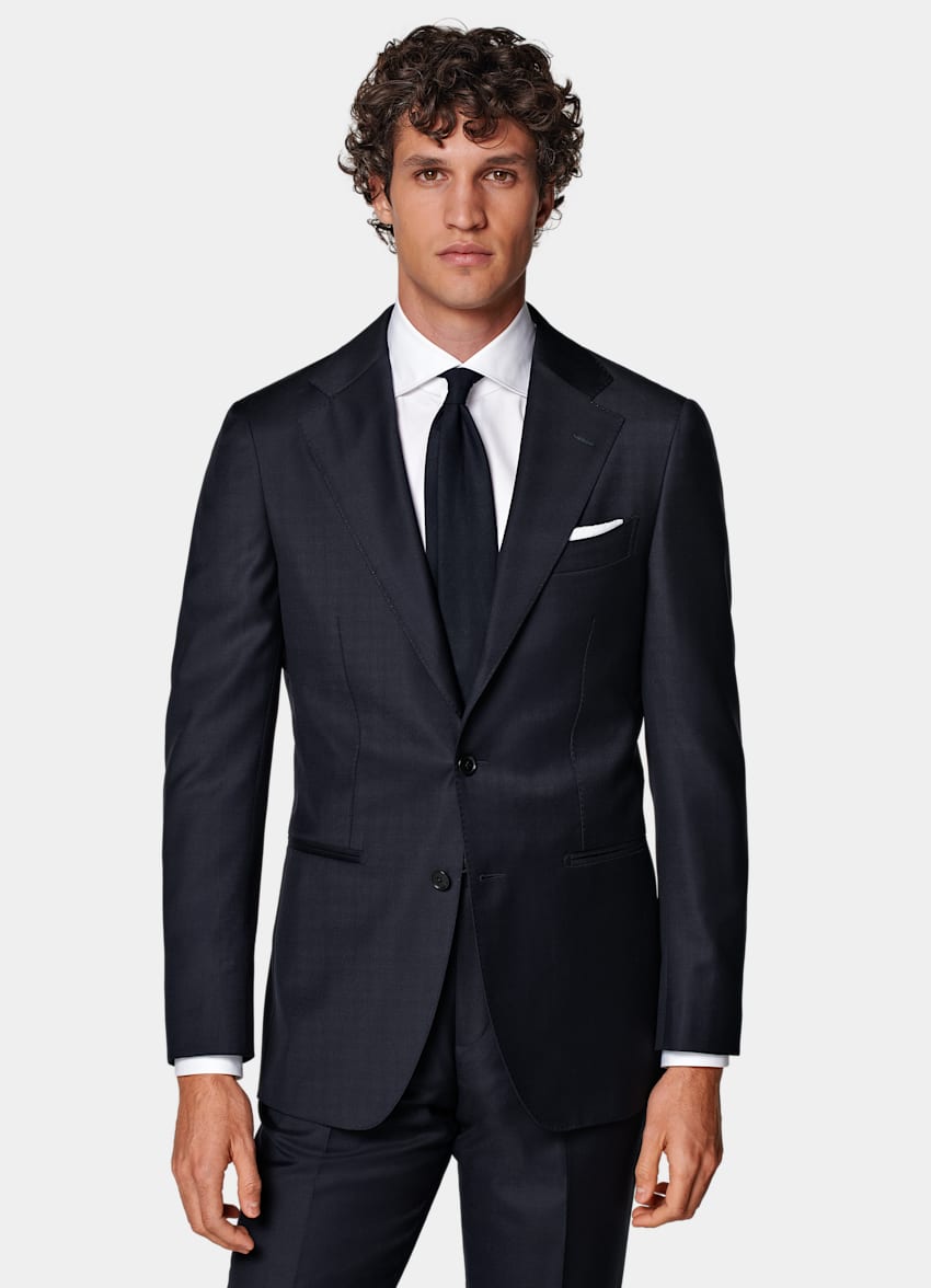 SUITSUPPLY All Season Pure Wool by Reda, Italy Navy Perennial Tailored Fit Havana Suit