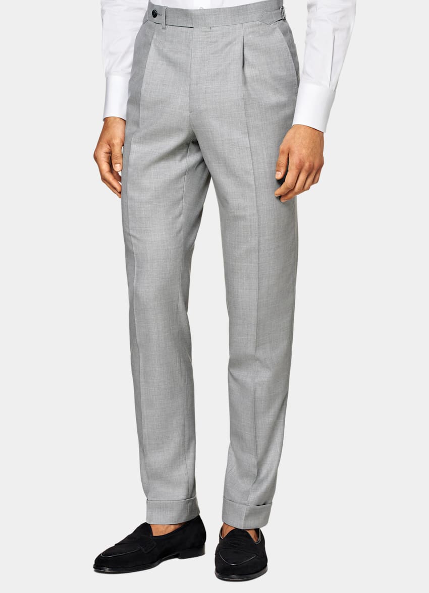 SUITSUPPLY Pure S180's Wool by Drago, Italy Light Grey Custom Made Suit