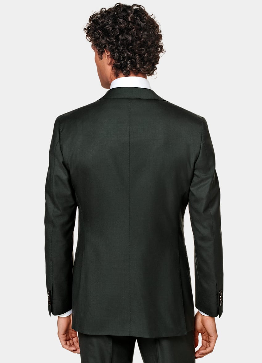 SUITSUPPLY Pure S150's Wool by Vitale Barberis Canonico, Italy Dark Green Three-Piece Tailored Fit Lazio Suit