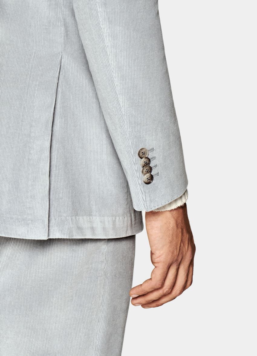 Light Grey Tailored Fit Havana Suit in Wool Cashmere Elastane 