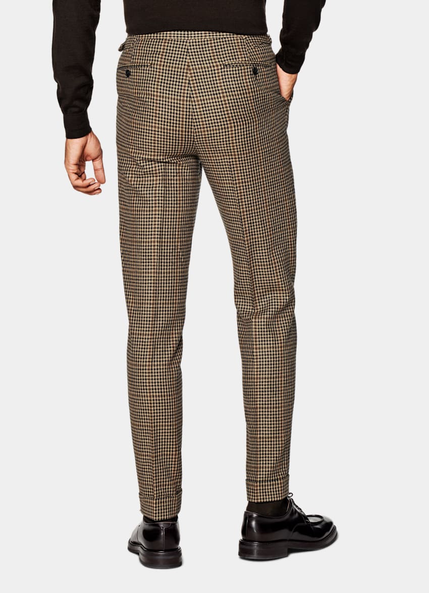 SUITSUPPLY Wool Cashmere by E.Thomas, Italy Mid Brown Houndstooth Havana Suit