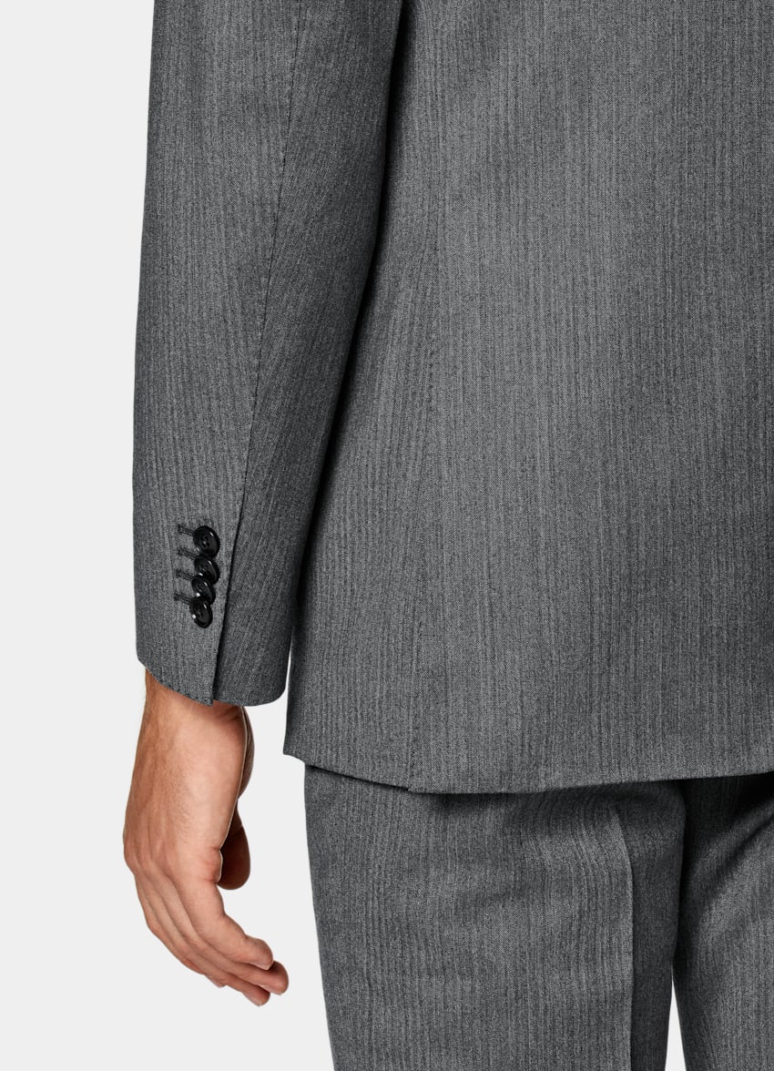SUITSUPPLY Pure S130's Wool by Vitale Barberis Canonico, Italy Dark Grey Herringbone Havana Suit