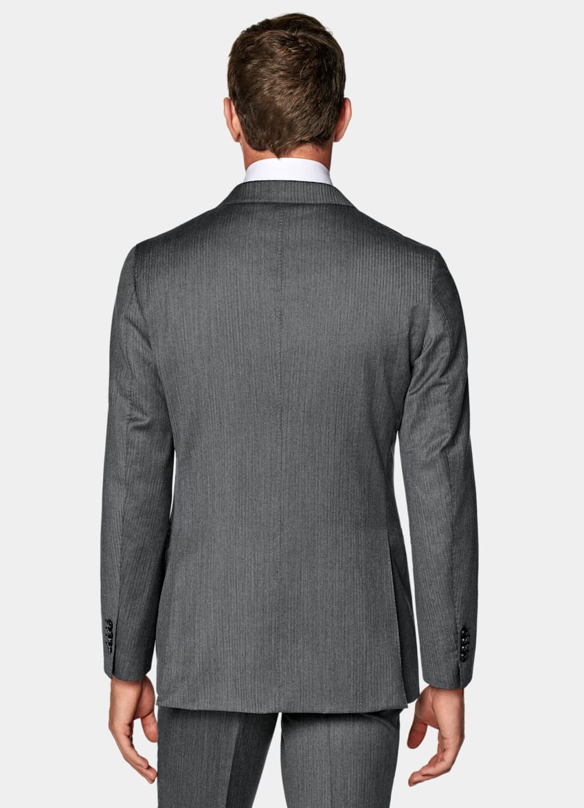 SUITSUPPLY Pure S130's Wool by Vitale Barberis Canonico, Italy Dark Grey Herringbone Havana Suit