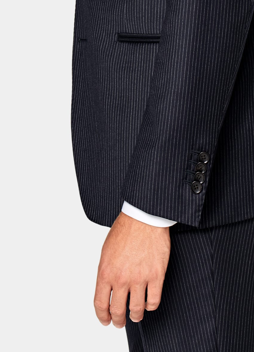 SUITSUPPLY Pure S130's Wool by Vitale Barberis Canonico, Italy Navy Striped Havana Suit