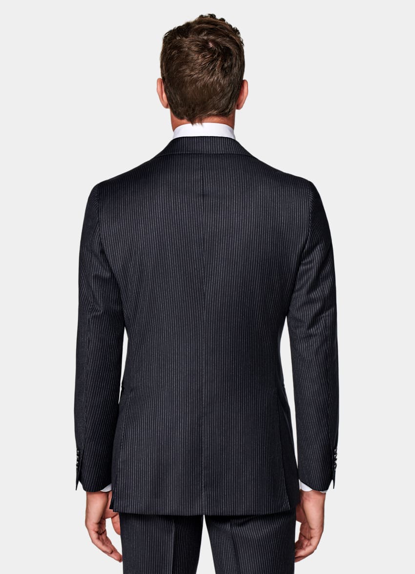 SUITSUPPLY Pure S130's Wool by Vitale Barberis Canonico, Italy Navy Striped Havana Suit