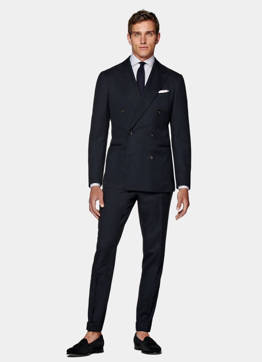 SUITSUPPLY Winter Wool Cashmere by E.Thomas, Italy Navy Tailored Fit Havana Suit