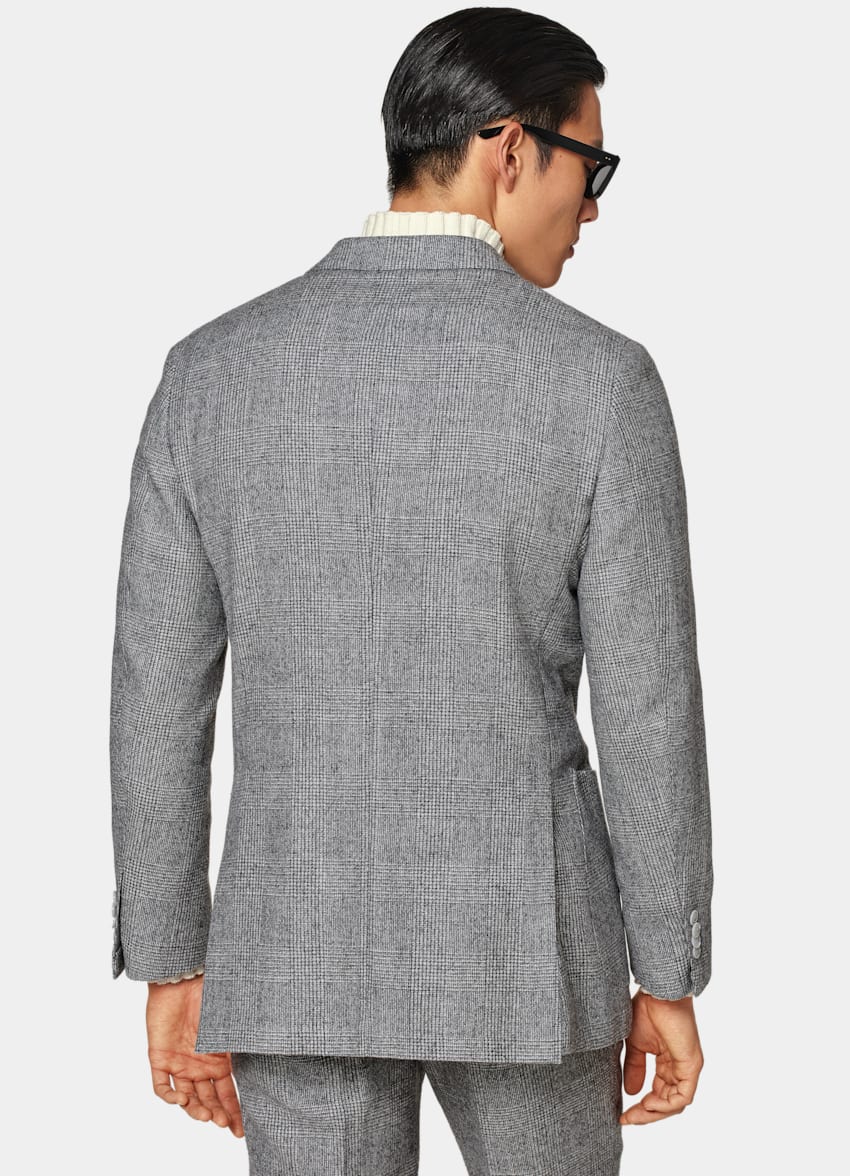SUITSUPPLY Alpaca Wool Polyamide by Ferla, Italy Light Grey Checked Havana Suit