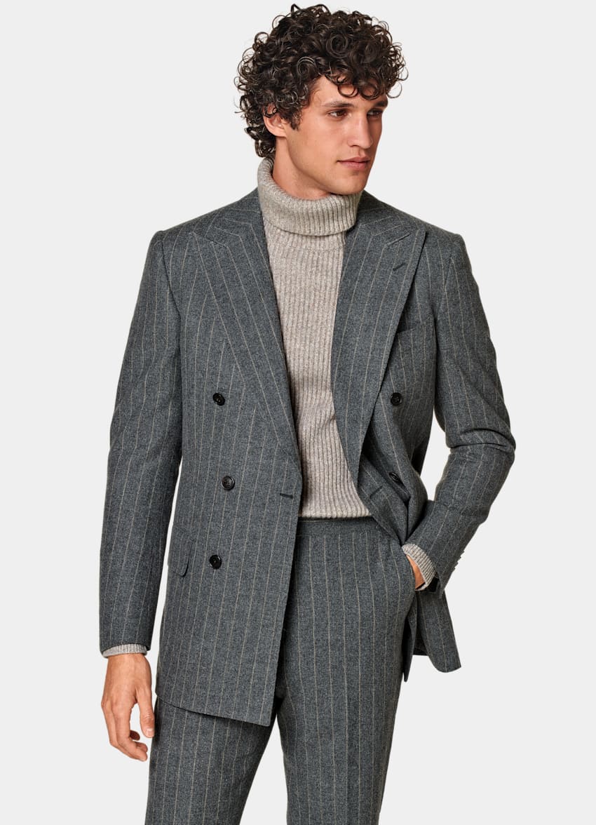 SUITSUPPLY Pure laine - E.Thomas, Italie Costume Milano gris foncé à rayures