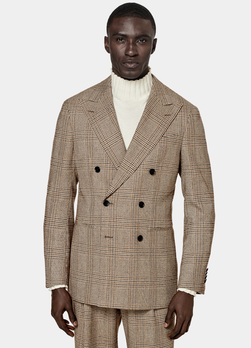 SUITSUPPLY Pure Wool by E.Thomas, Italy Mid Brown Checked Havana Suit