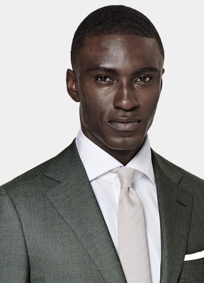 SUITSUPPLY Pure Tropical Wool by Vitale Barberis Canonico, Italy Dark Green Perennial Lazio Suit