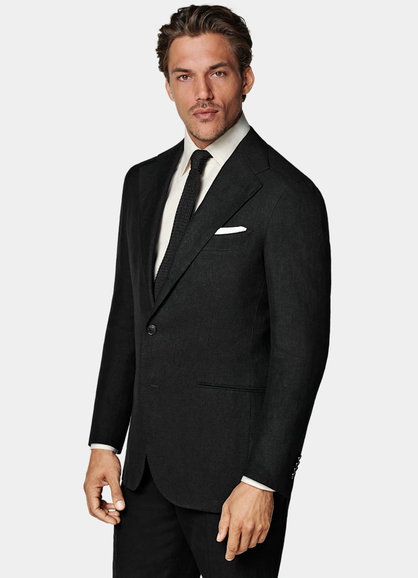 SUITSUPPLY Pure Linen by Rogna, Italy Black Roma Suit