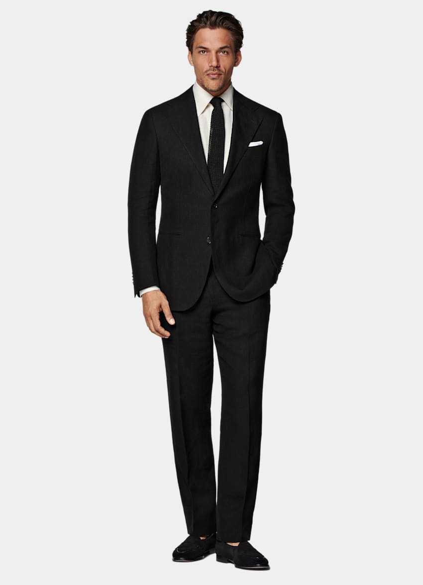 SUITSUPPLY Pure Linen by Rogna, Italy Black Roma Suit