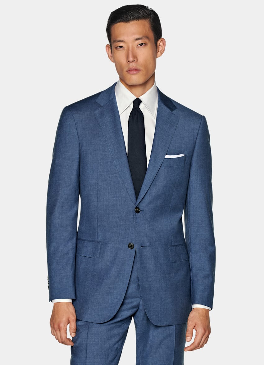 SUITSUPPLY Pure S110's Wool by Reda, Italy Mid Blue Perennial Napoli Suit