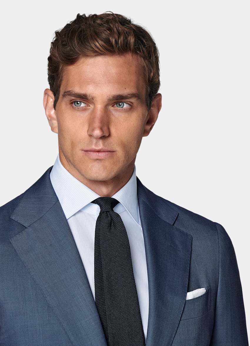 SUITSUPPLY 四季 意大利 E.Thomas 生产的S150 支羊毛面料 Havana 中蓝色合体身型西装