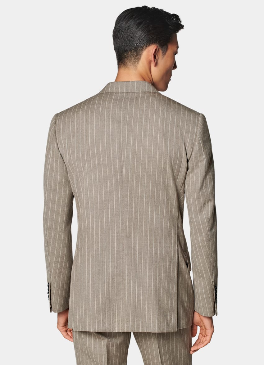 SUITSUPPLY Winter Pure Wool by Angelico, Italy Sand Striped Tailored Fit Milano Suit