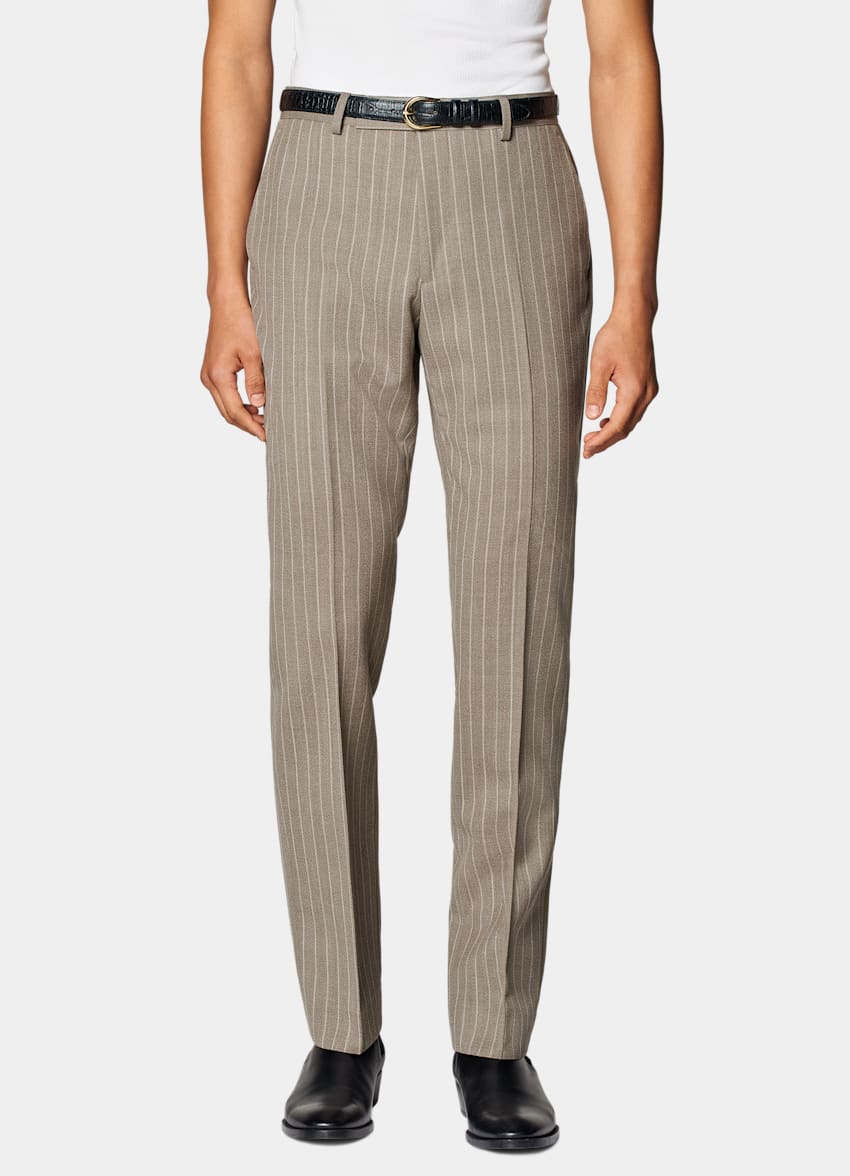 SUITSUPPLY Winter Pure Wool by Angelico, Italy Sand Striped Tailored Fit Milano Suit