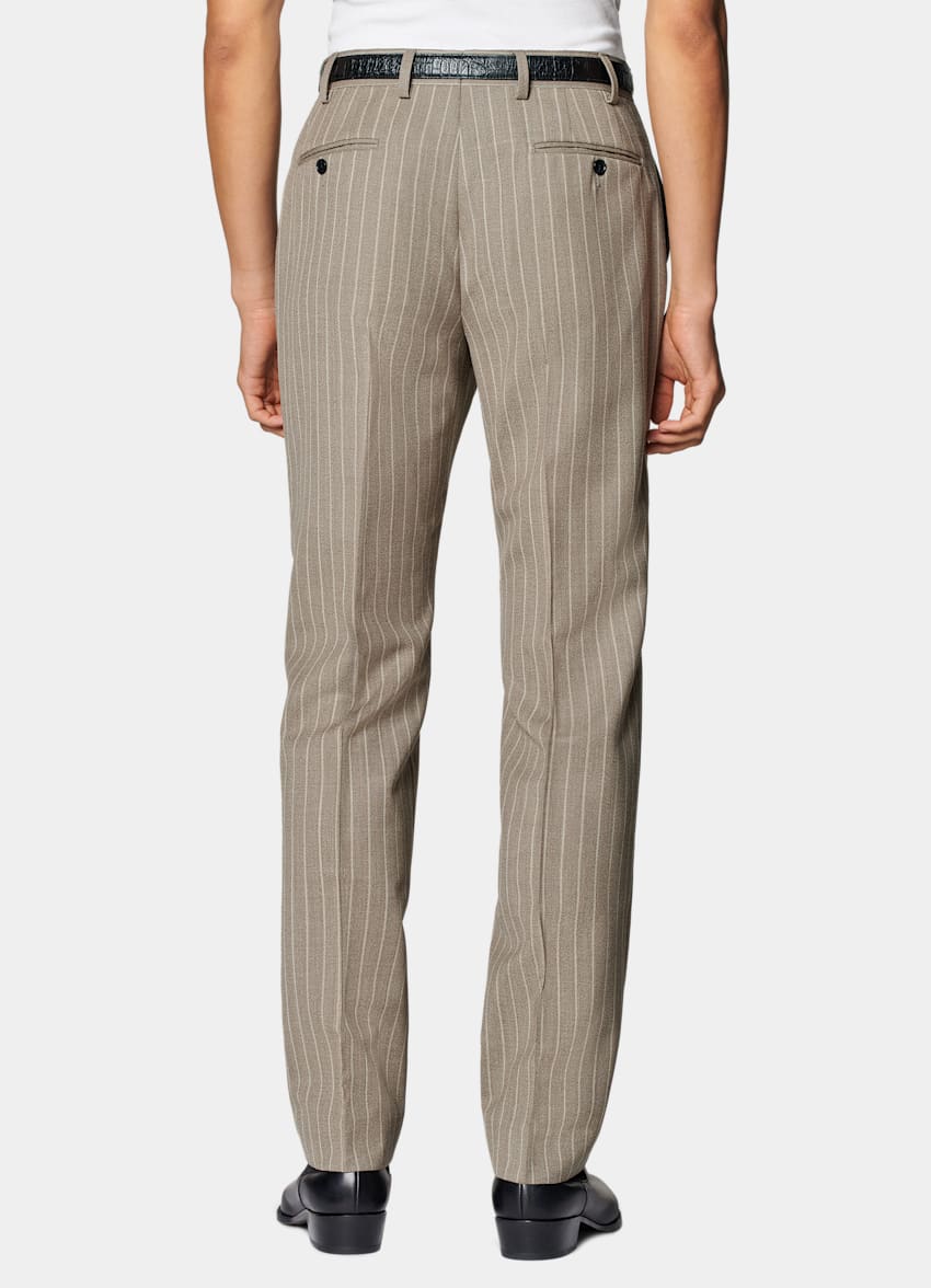 SUITSUPPLY Winter Pure Wool by Angelico, Italy Sand Striped Tailored Fit Milano Suit