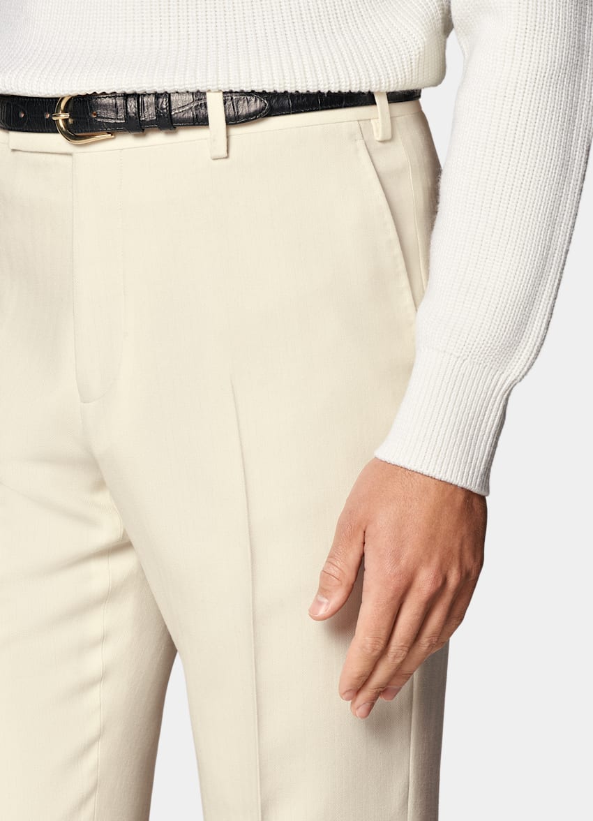 SUITSUPPLY Hiver Pure laine par Rogna, Italie Costume Havana coupe Tailored blanc cassé à chevrons