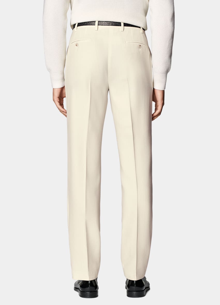 SUITSUPPLY Winter Pure Wool by Rogna, Italy Off-White Herringbone Tailored Fit Havana Suit