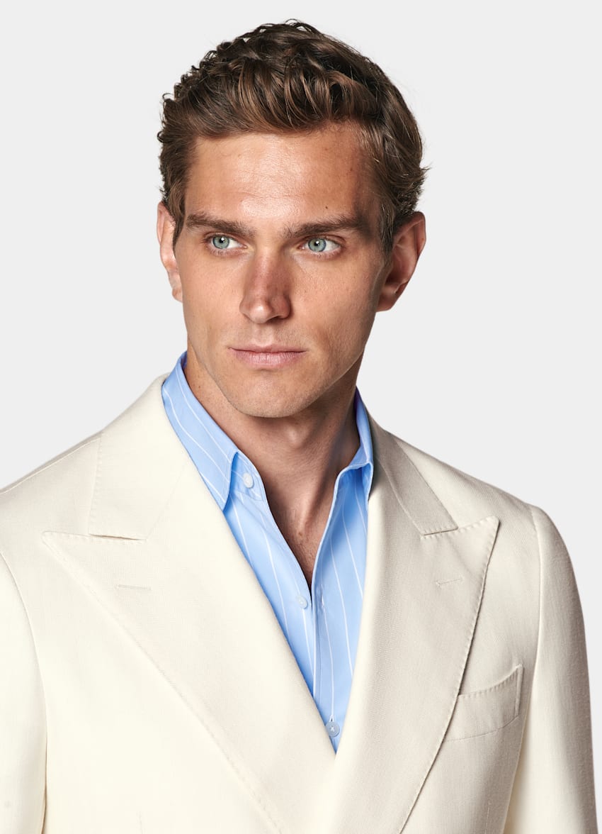 SUITSUPPLY Winter Pure Schurwolle by Rogna, Italien Havana Anzug off-white Fischgrätmuster Tailored Fit