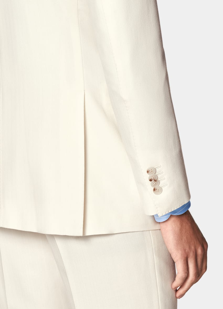 SUITSUPPLY Winter Pure Schurwolle by Rogna, Italien Havana Anzug off-white Fischgrätmuster Tailored Fit