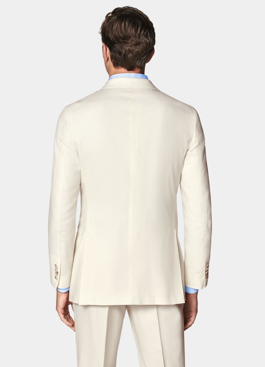 SUITSUPPLY Winter Pure Schurwolle by Rogna, Italien Havana Anzug off-white Fischgrätmuster Tailored Fit