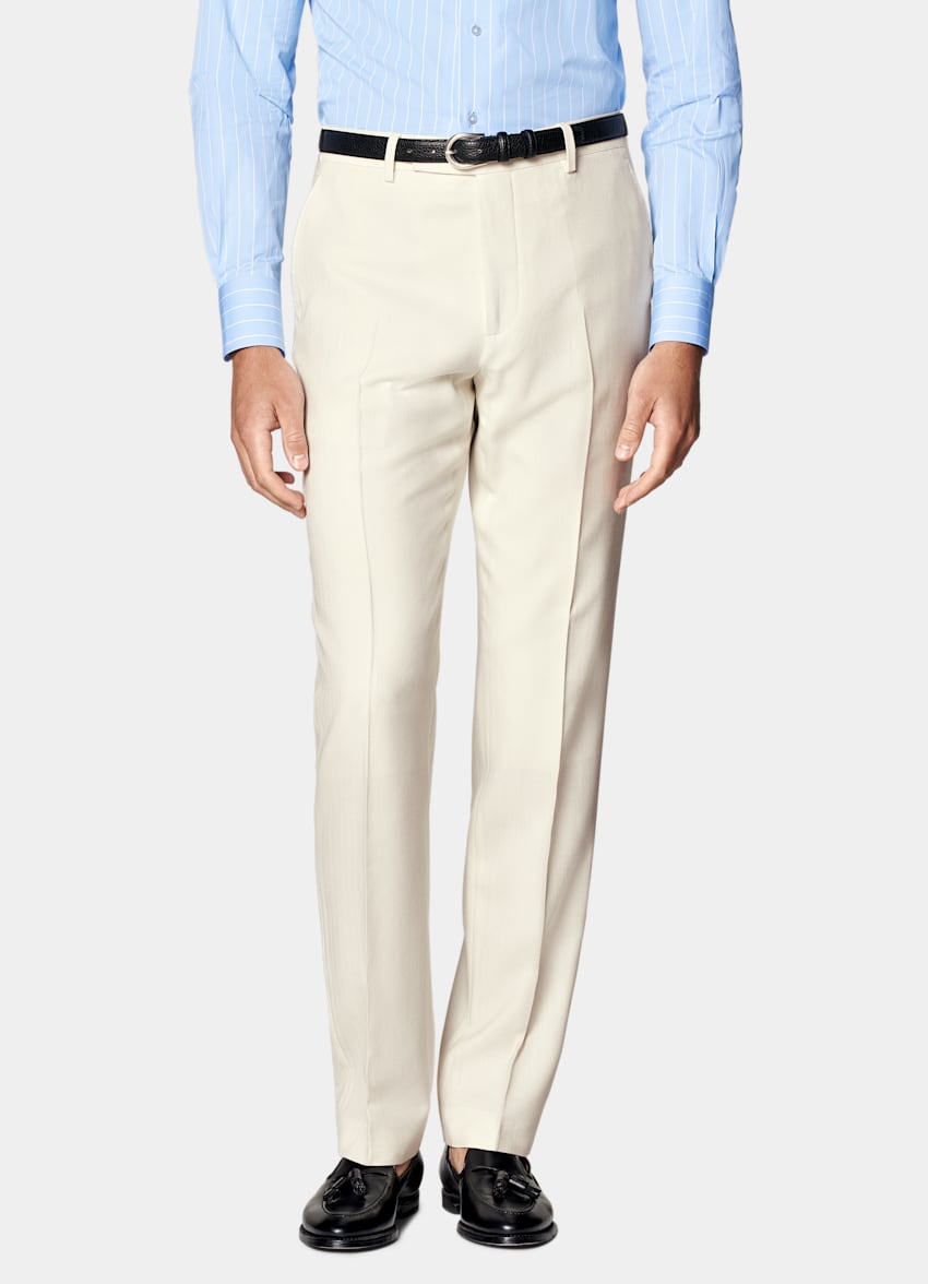 SUITSUPPLY Winter Pure Schurwolle by Rogna, Italien Havana Anzug off-white Fischgrätmuster Tailored Fit
