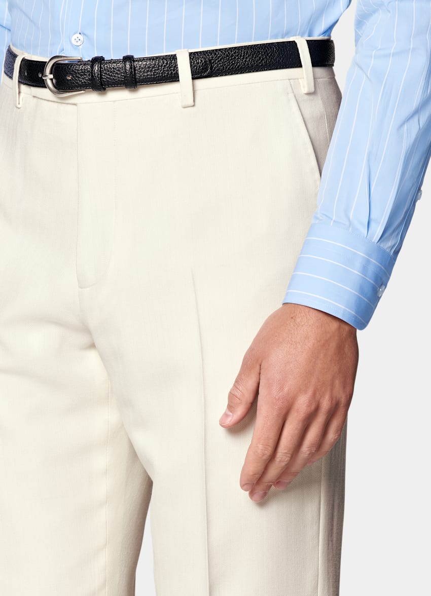 SUITSUPPLY Winter Pure Schurwolle by Rogna, Italien Havana Anzug off-white Fischgrätmuster Tailored Fit