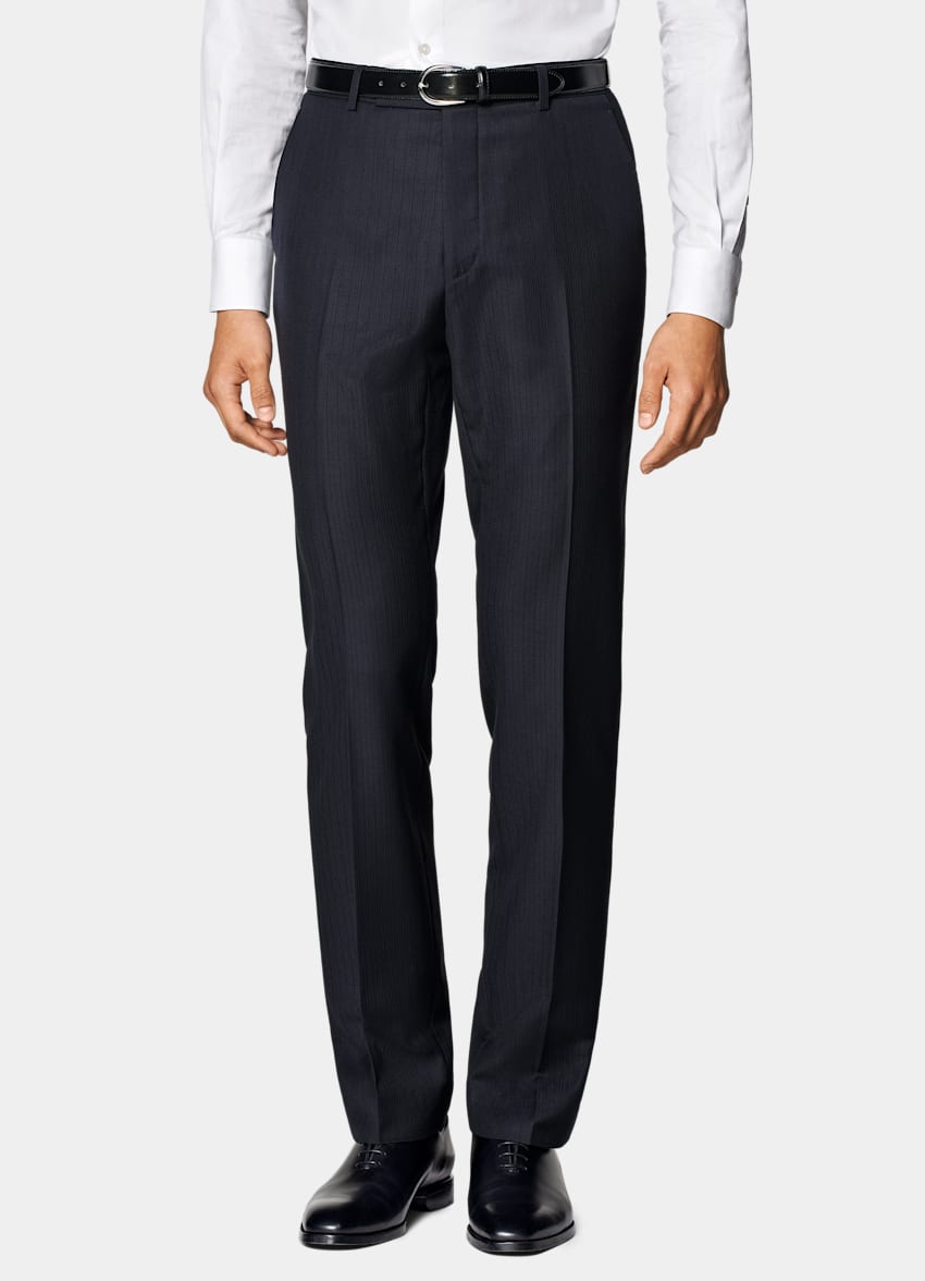 SUITSUPPLY All season Pure laine S130 par E.Thomas, Italie Costume Milano coupe Tailored bleu marine à rayures