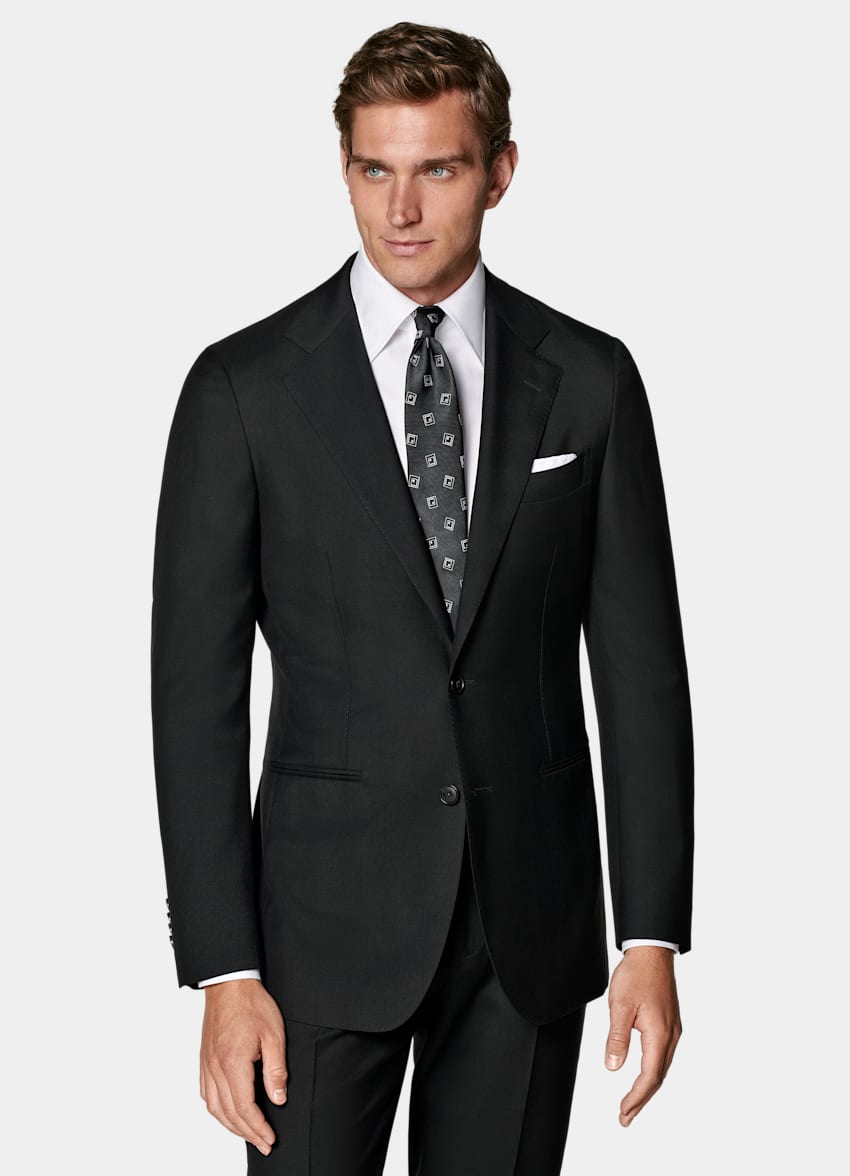 SUITSUPPLY All Season Pure S150's Wool by E.Thomas, Italy Black Tailored Fit Havana Suit