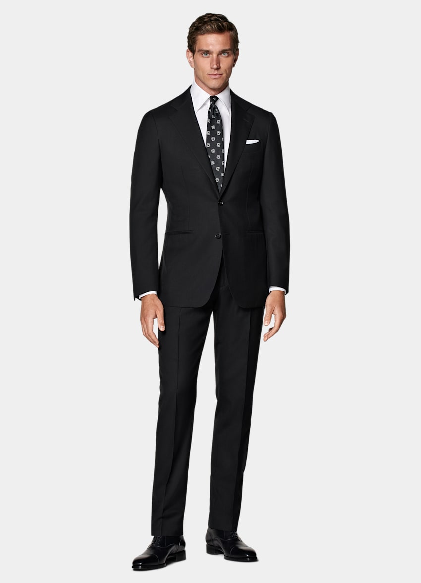 SUITSUPPLY All Season Pure S150's Wool by E.Thomas, Italy Black Tailored Fit Havana Suit