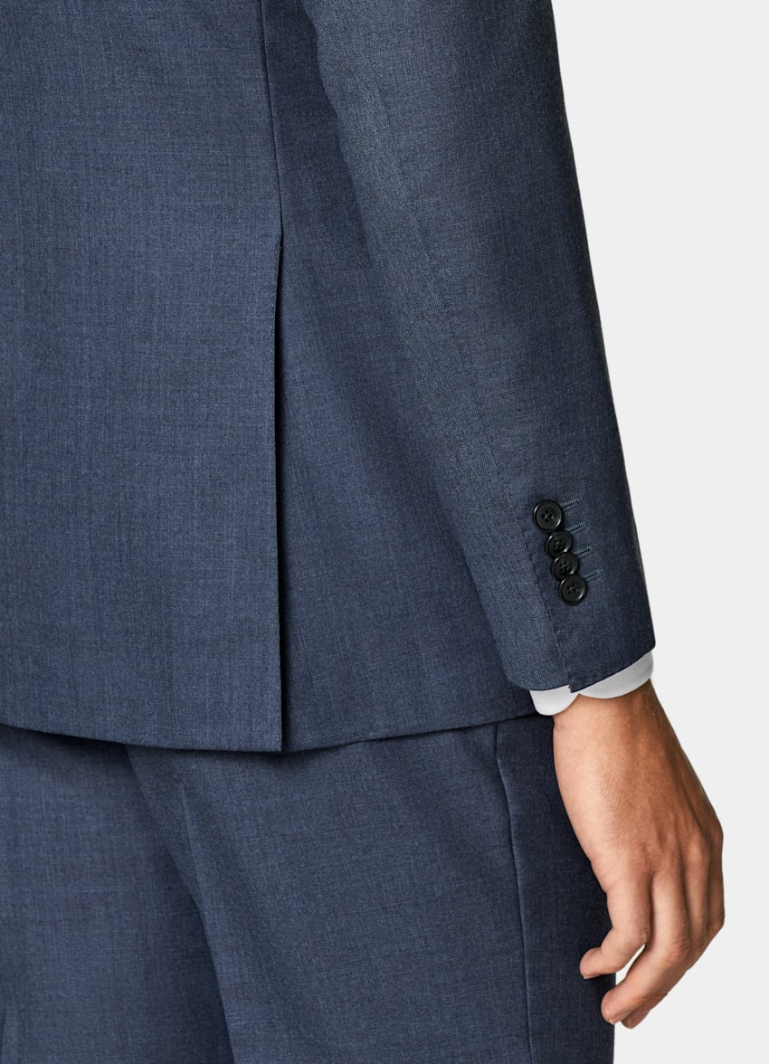 SUITSUPPLY All Season Ren S130's-ull från E.Thomas, Italien Havana medelblå kostym med tailored fit