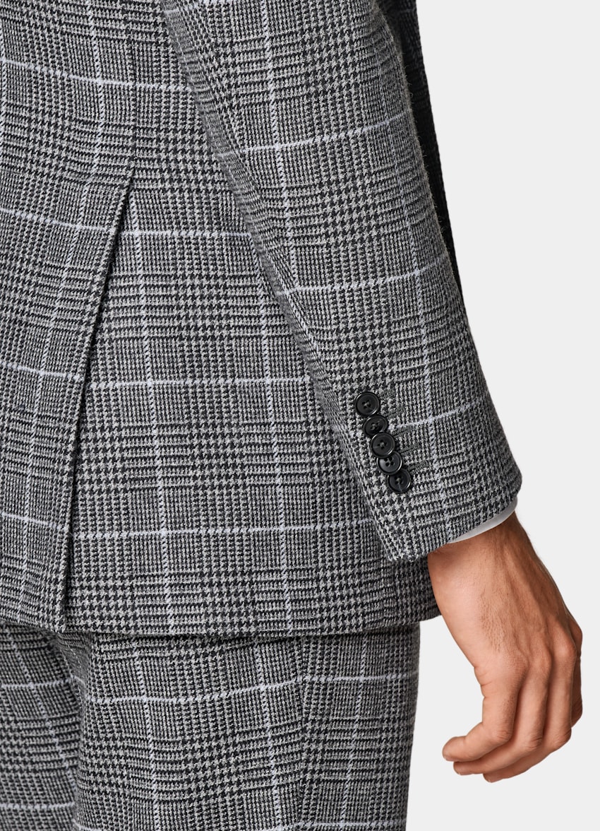 SUITSUPPLY Winter Wool Cashmere by E.Thomas, Italy Mid Grey Checked Tailored Fit Milano Suit