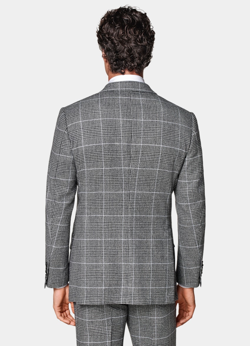 SUITSUPPLY Winter Wool Cashmere by E.Thomas, Italy Mid Grey Checked Tailored Fit Milano Suit