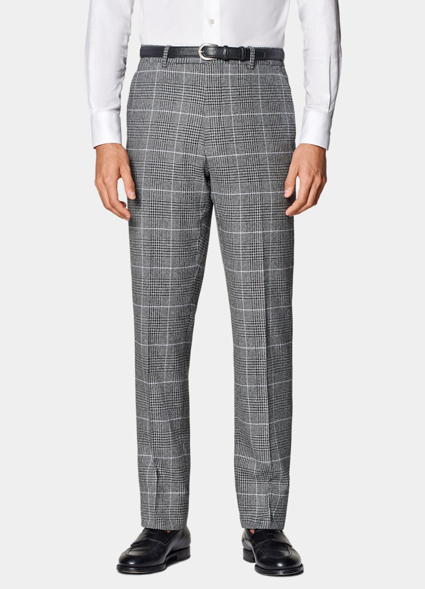 SUITSUPPLY Winter Wool Cashmere by E.Thomas, Italy Mid Grey Checked Tailored Fit Milano Suit