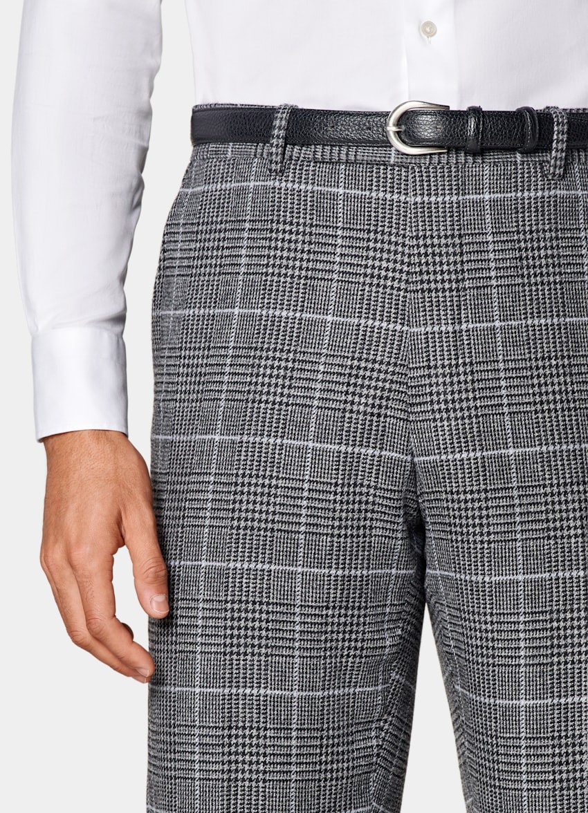 SUITSUPPLY Winter Wool Cashmere by E.Thomas, Italy Mid Grey Checked Tailored Fit Milano Suit