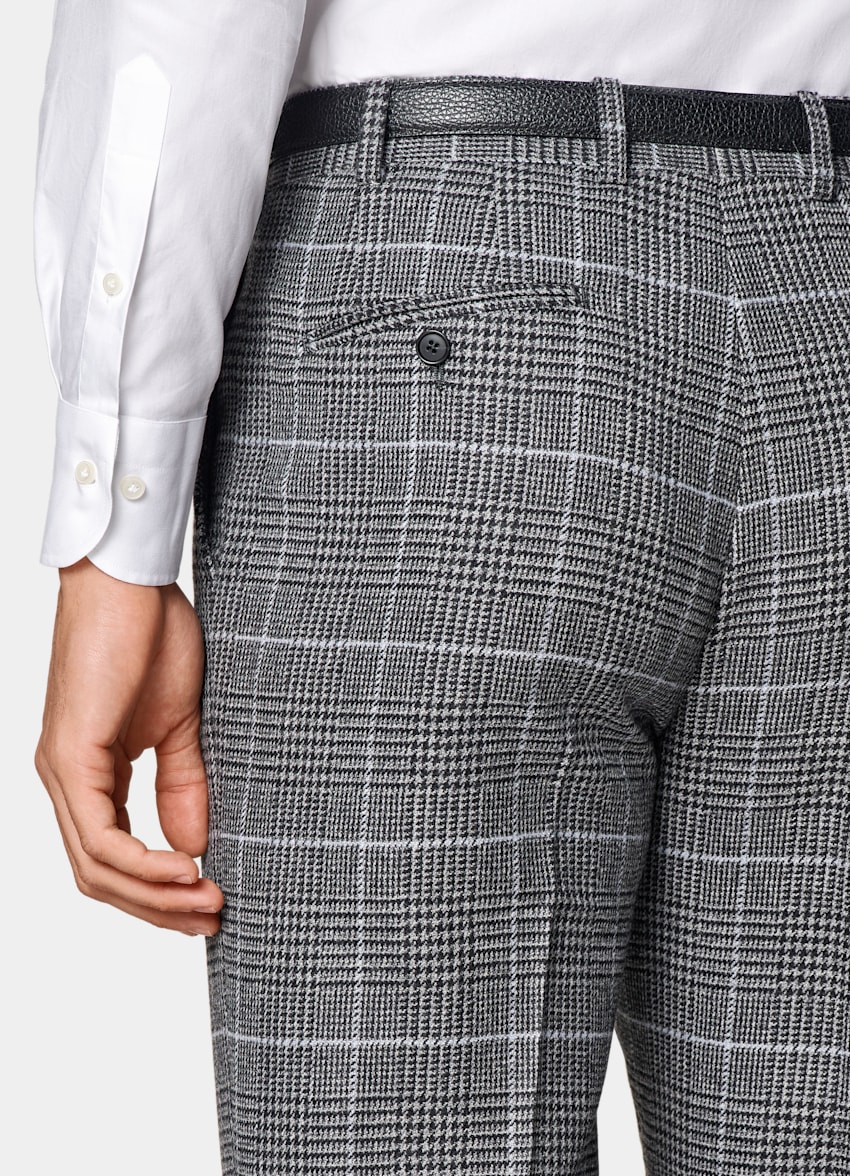 SUITSUPPLY Winter Wool Cashmere by E.Thomas, Italy Mid Grey Checked Tailored Fit Milano Suit