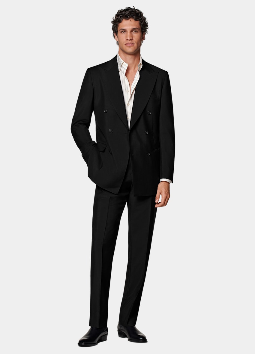 SUITSUPPLY All Season Wool Mohair by Vitale Barberis Canonico, Italy Black Tailored Fit Milano Suit