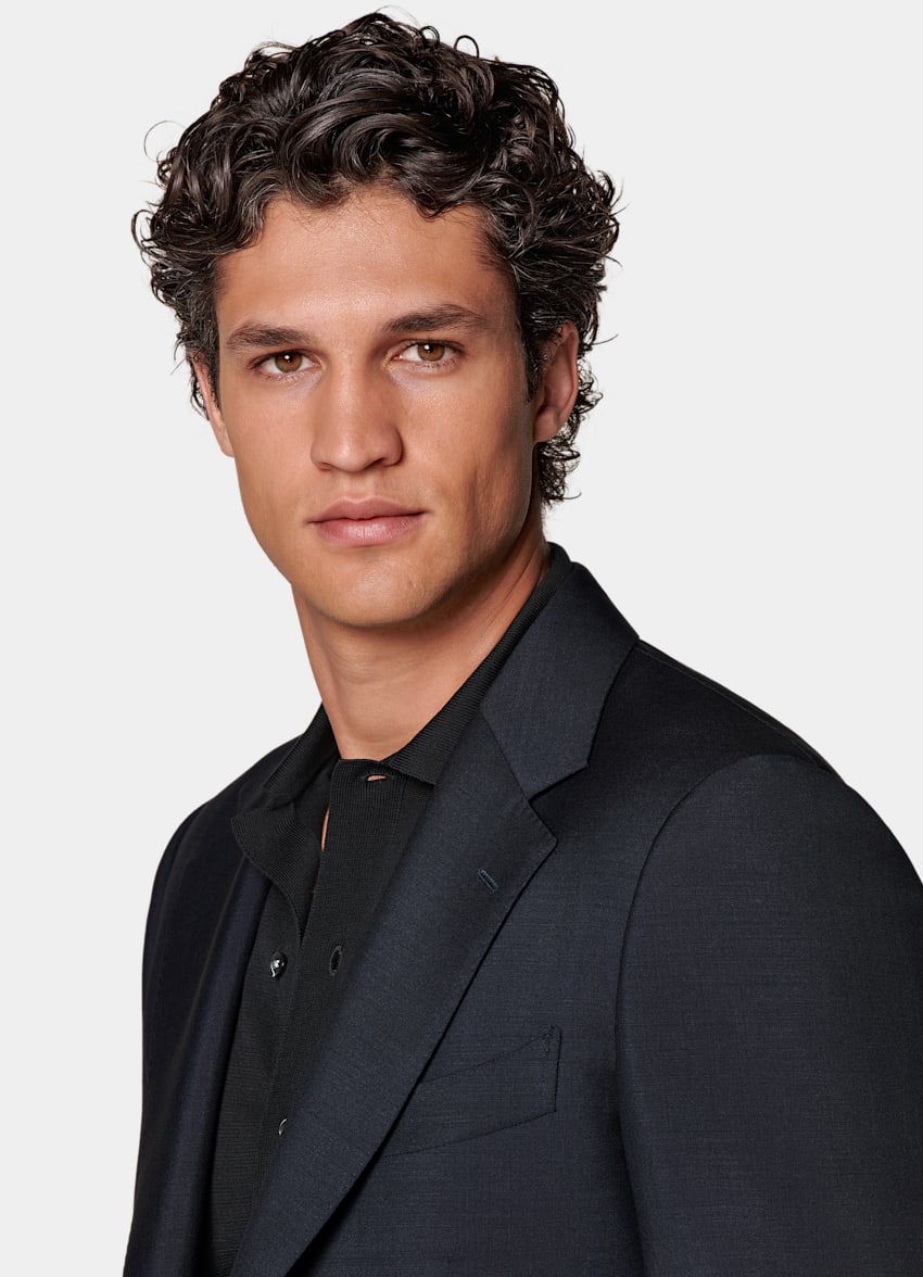 SUITSUPPLY All Season Wool Mohair by Vitale Barberis Canonico, Italy Navy Tailored Fit Milano Suit