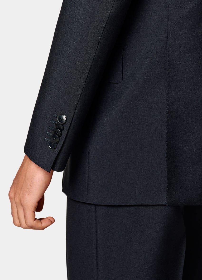SUITSUPPLY All Season Wool Mohair by Vitale Barberis Canonico, Italy Navy Tailored Fit Milano Suit