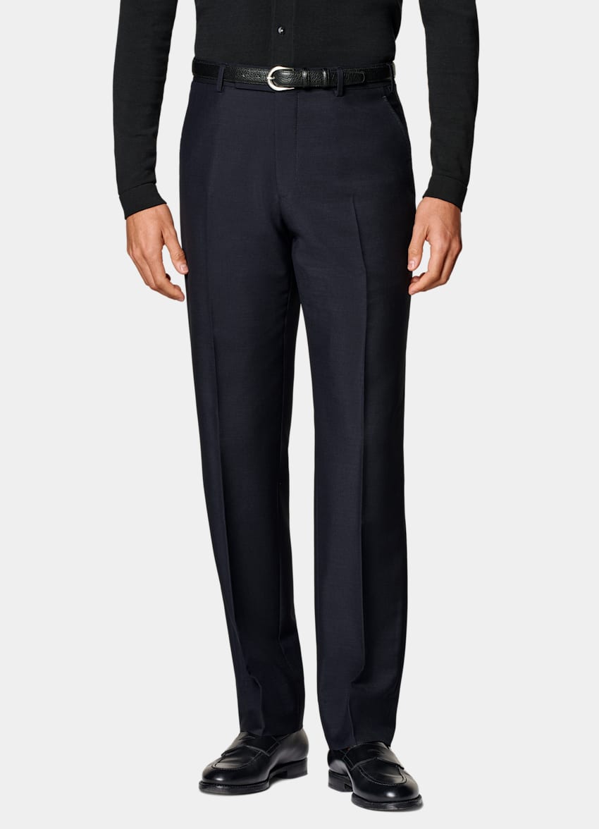 SUITSUPPLY All Season Wool Mohair by Vitale Barberis Canonico, Italy Navy Tailored Fit Milano Suit